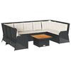 vidaXL Set mobilier de grădină cu perne, 7 piese, negru, poliratan