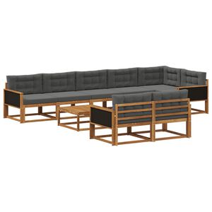 vidaXL Set de canapele de exterior cu pernă 9 pcs Natural și Antracit