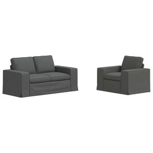 vidaXL Set de canapea 2 buc. Gri &icirc;nchis țesătură