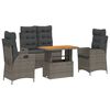 vidaXL Set mobilier de grădină cu perne, 4 piese, gri, poliratan