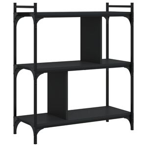 vidaXL Bibliotecă cu 3 niveluri, negru, 76x32x88 cm, lemn prelucrat