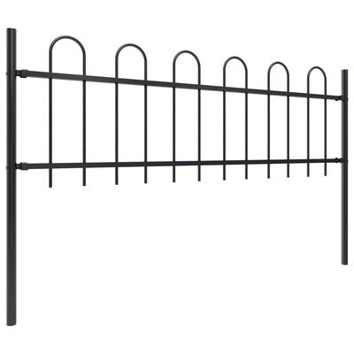 vidaXL Gard de grădină cu vârf curbat, negru, 13,6 m, oțel