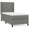 vidaXL Pat box spring cu saltea, gri &icirc;nchis, 90x200 cm, textil