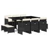 vidaXL Set mobilier de exterior cu perne, 11 piese, negru, poliratan