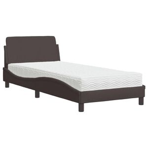 vidaXL Pat cu saltea, Dover, maro &icirc;nchis, 80x200 cm, material textil