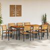 vidaXL Set de masă pentru grădină 9 pcs Negru Lemn Solid de Acacia