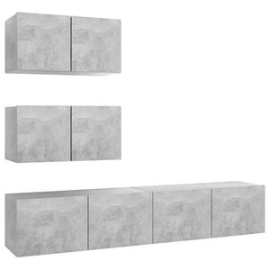 vidaXL Set de dulapuri TV, 4 piese, gri beton, lemn prelucrat