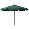 vidaXL Umbrelă de soare de exterior, st&acirc;lp din lemn, verde, 330 cm