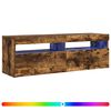 vidaXL Comodă TV cu lumini LED, stejar fumuriu, 120x35x40 cm