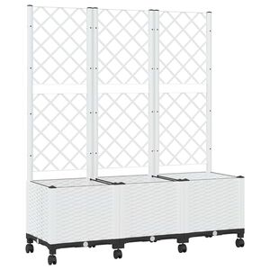 vidaXL Vază de gradină cu spalier și roți Alb 120 x 40 x 146 cm PP