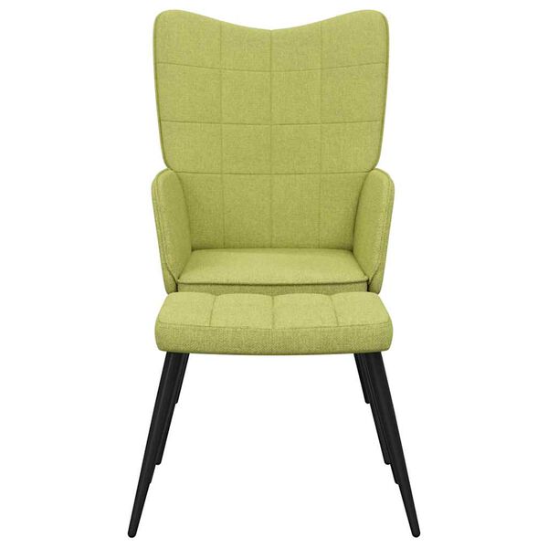 vidaXL Scaun de relaxare cu taburet, verde, textil