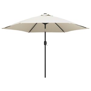 vidaXL Umbrelă de soare de grădină &icirc;n consolă cu LED, alb nisipiu, 3 m