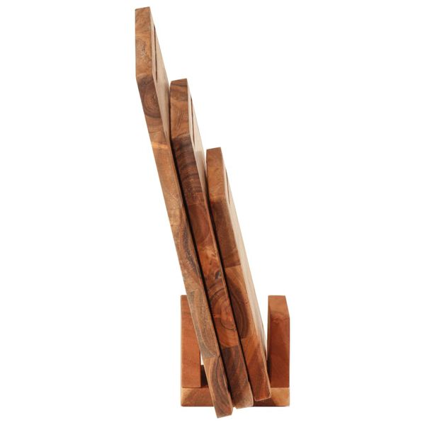 vidaXL Set tocătoare, 3 piese, cu suport, lemn masiv de acacia