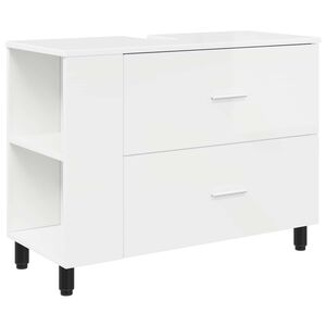 vidaXL Unitate Vanity pentru Baie Alb foarte lucios 80 x 35 x 60 cm
