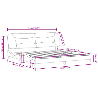 vidaXL Cadru de pat cu tăblie, crem, 200x200 cm, textil