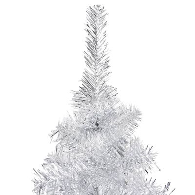 vidaXL Brad Crăciun pre-iluminat cu set globuri, argintiu, 240 cm, PET