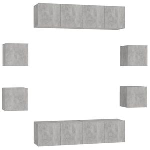 vidaXL Set de dulapuri TV, 8 piese, gri beton, lemn prelucrat