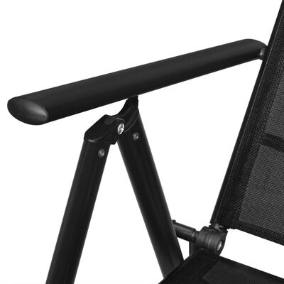 vidaXL Set mobilier exterior, scaune pliante, 7 piese, negru, aluminiu