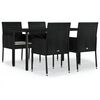 vidaXL Set mobilier de grădină cu perne, 5 piese, negru, poliratan