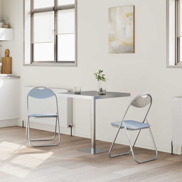 vidaXL Scaun pliant 2 pcs Gri 48 x 43,5 x 81 cm Piele artificială