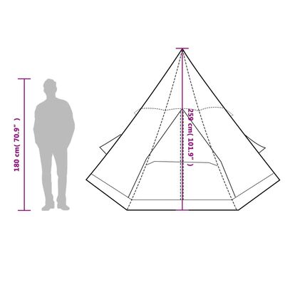 vidaXL Cort de camping tipi pentru 4 persoane, verde, impermeabil