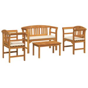 vidaXL Set de Mobilier cu pernă 4 pcs natural Lemn Solid de Acacia