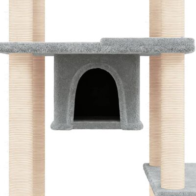 vidaXL Ansamblu de pisici, stâlpi din funie sisal, gri deschis, 176 cm