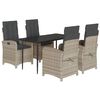 vidaXL Set mobilier de grădină cu perne, 5 piese gri deschis poliratan
