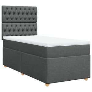 vidaXL Pat box spring cu saltea, gri &icirc;nchis, 80x200 cm, textil
