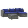 vidaXL Set mobilier de grădină cu perne, 5 piese, gri, poliratan