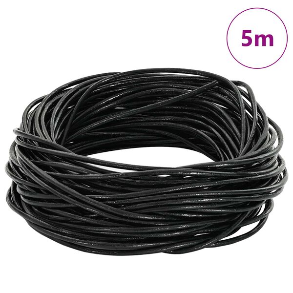vidaXL Cord din Piele Negru &Oslash;1 mm x 5 m Piele