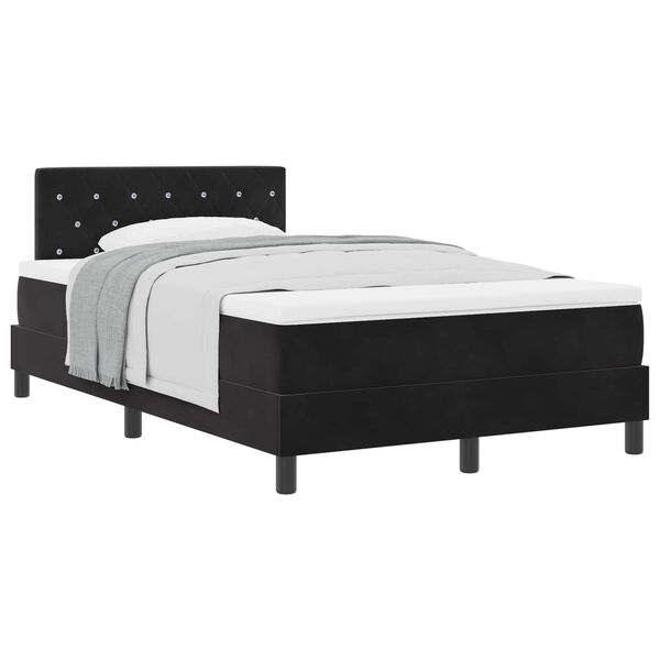 vidaXL Pat cu arcuri cu saltea cu headboard Negru 120 x 190 cm Catifea