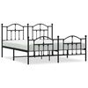 vidaXL Cadru pat fără saltea, cu tăblie picioare negru 160x200cm metal