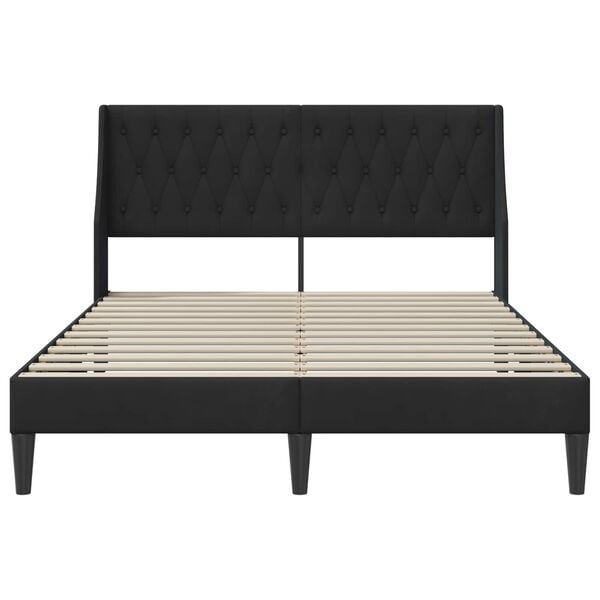 vidaXL Cadru de pat cu headboard Negru 140 x 200 cm Catifea