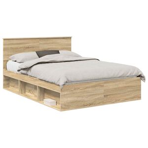 vidaXL Cadru de pat cu headboard Sonoma 160 x 200 cm Lemn compozit