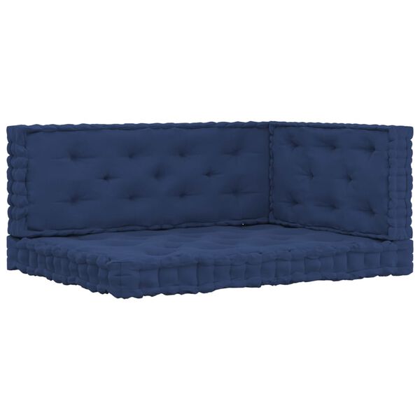 vidaXL Perne podea din paleți, 3 buc., bleumarin deschis, bumbac