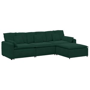 vidaXL Canapea modulară cu taburet și perne, verde &icirc;nchis