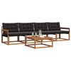 vidaXL Set de canapele de exterior cu pernă 5 pcs Natural și Negru
