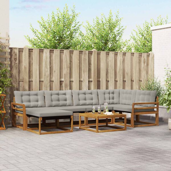 vidaXL Set de canapele de exterior 7 pcs Gri natural și deschis