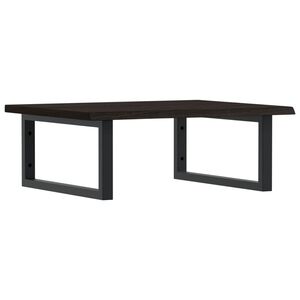 vidaXL Raft pentru lavoar montat pe perete, oțel și lemn masiv stejar