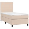 vidaXL Pat box spring cu saltea, cappuccino, 100x200cm piele ecologică