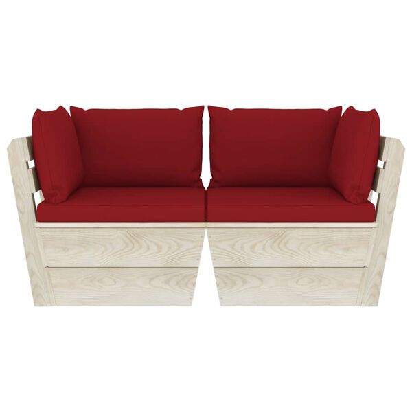 vidaXL Canapea grădină din paleți, 2 locuri, cu perne, lemn de molid