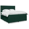 vidaXL Pat box spring cu saltea, verde &icirc;nchis, 200x200 cm, catifea