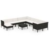 vidaXL Set mobilier de grădină cu perne, 12 piese, negru, poliratan