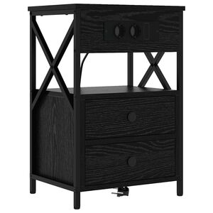 vidaXL Dulap de noapte Stejar Negru 40 x 31 x 60 cm Lemn prelucrat