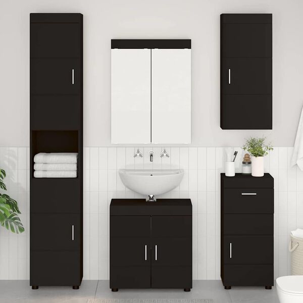 vidaXL Set de mobilier pentru baie cu sertar TULUM Negru Lemn compozit
