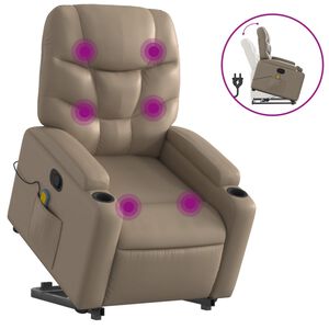 vidaXL Fotoliu de masaj rabatabil vertical cappuccino piele ecologică