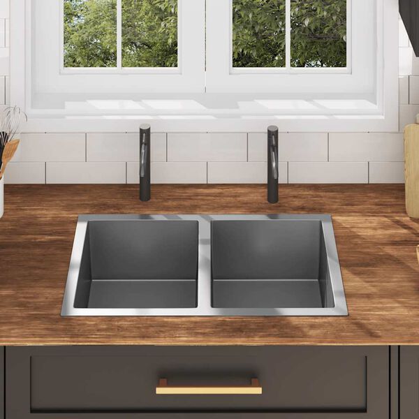 vidaXL Chiuvetă de bucătărie lucrată manual, oțel inoxidabil