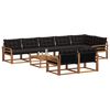 vidaXL Set de canapele de exterior cu pernă 9 pcs Natural și Negru