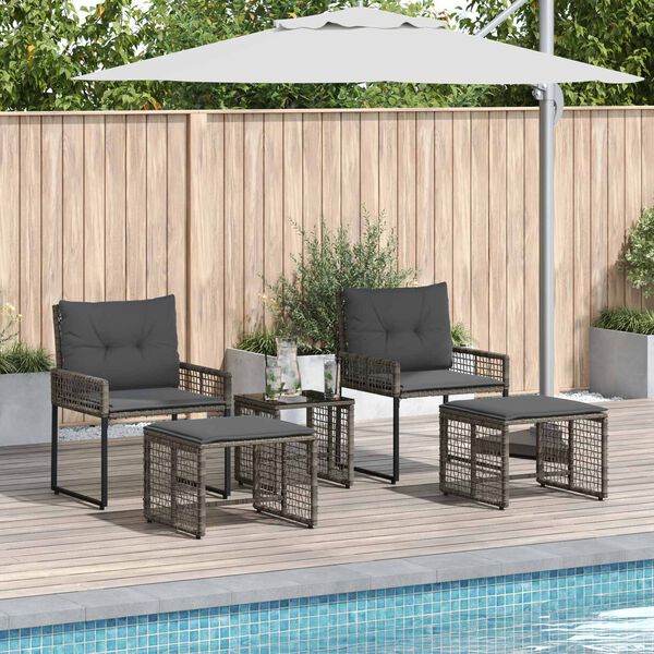 vidaXL Set de Mobilier pentru Exterior cu pernă 5 pcs Gri